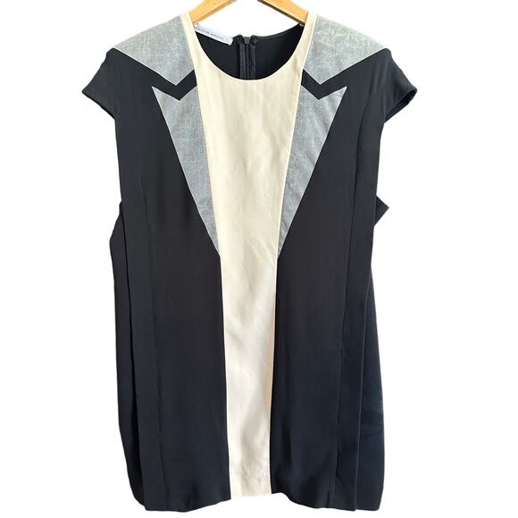 FELIPE OLIVEIRA BAPTISTASilk Crepe Architectural Tuxedo Style Shift Dress 38